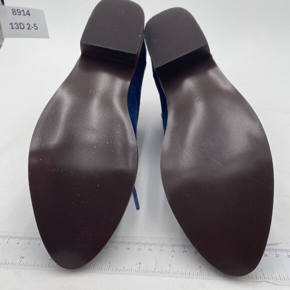 YDN Blue Trendy Low Heel Pointed Toe Lace Up Ankle Boots Fall Winter Booties - Picture 6 of 7